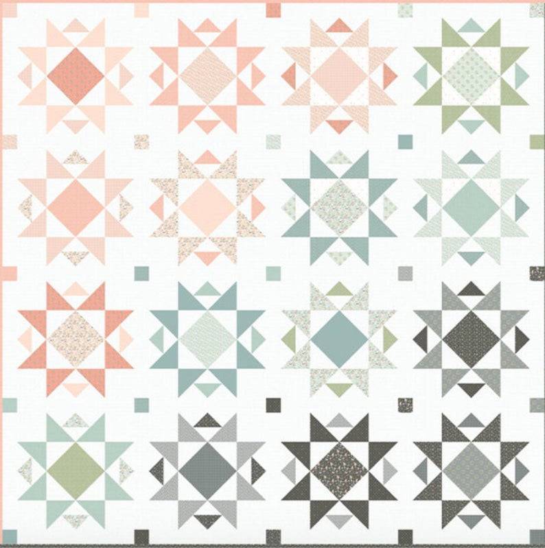 Pastel Starburst Quilt Block Pattern