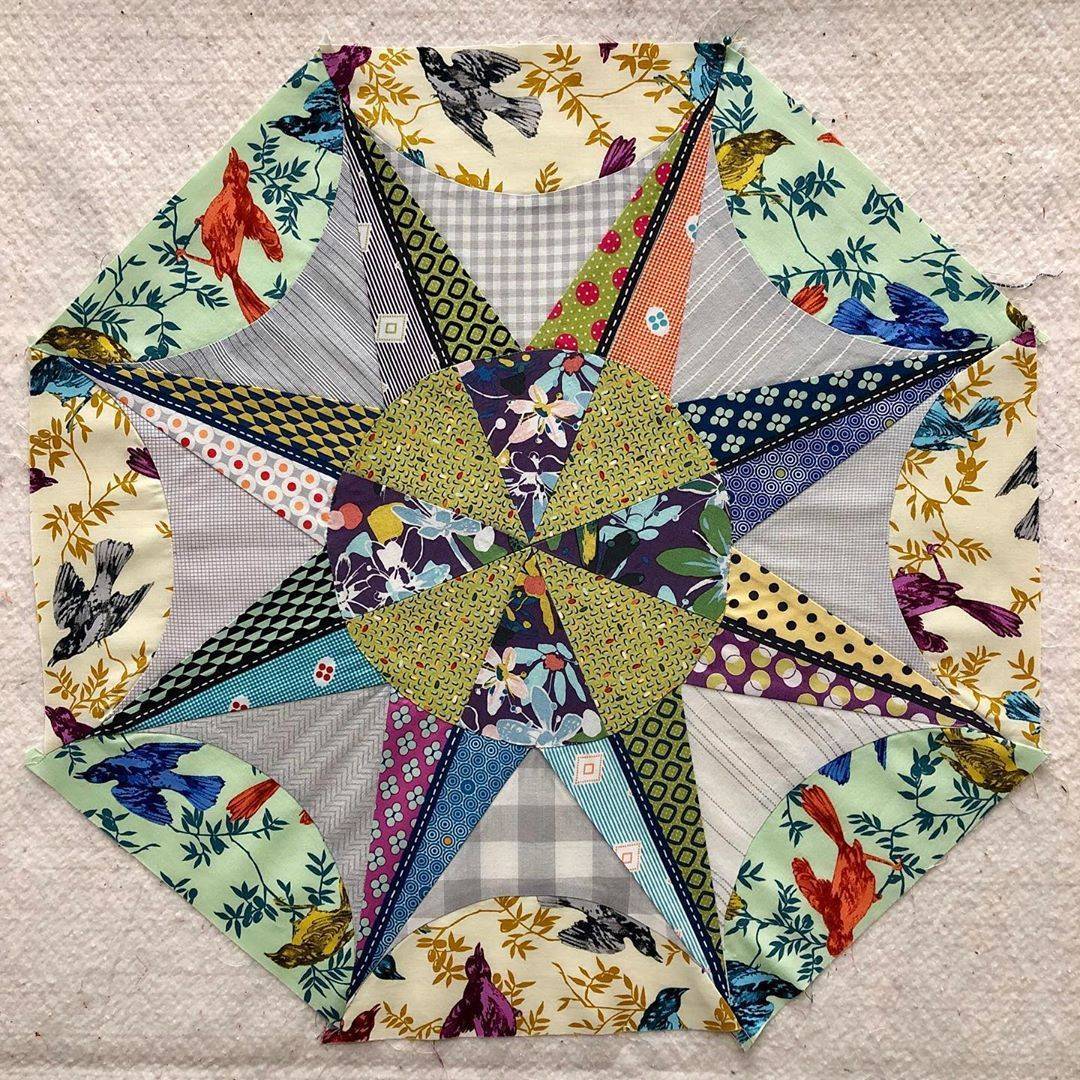 25 Jen Kingwell Patterns Patchwork Bird and Floral Fabric Quilt Block