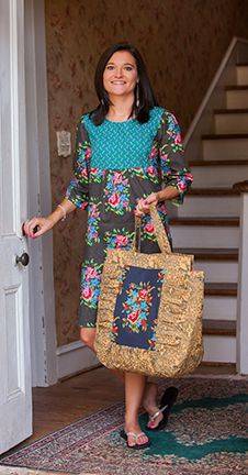 Patchwork Floral Fabric Dress and Tote Bag