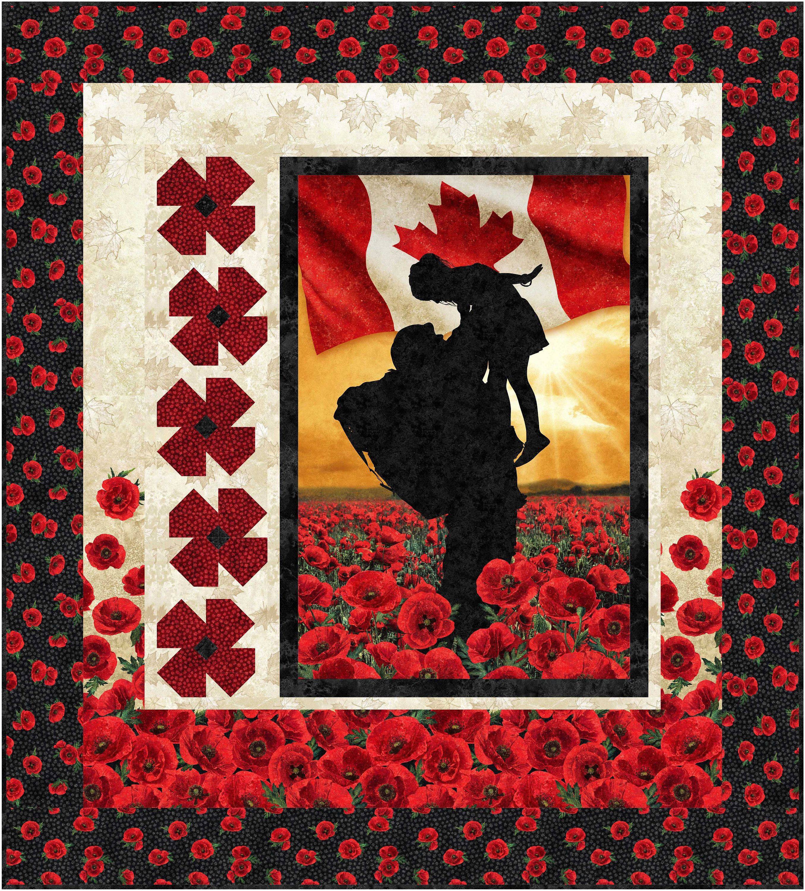 Patriotic Poppy and Maple Leaf Quilt