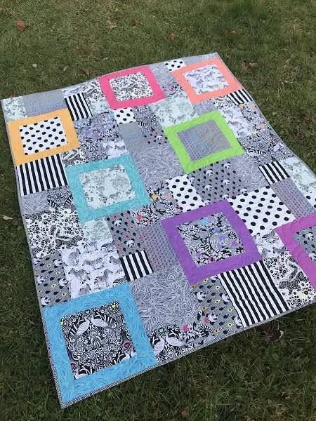 Playful Patchwork Quilt with Tula Pink Linework Prints