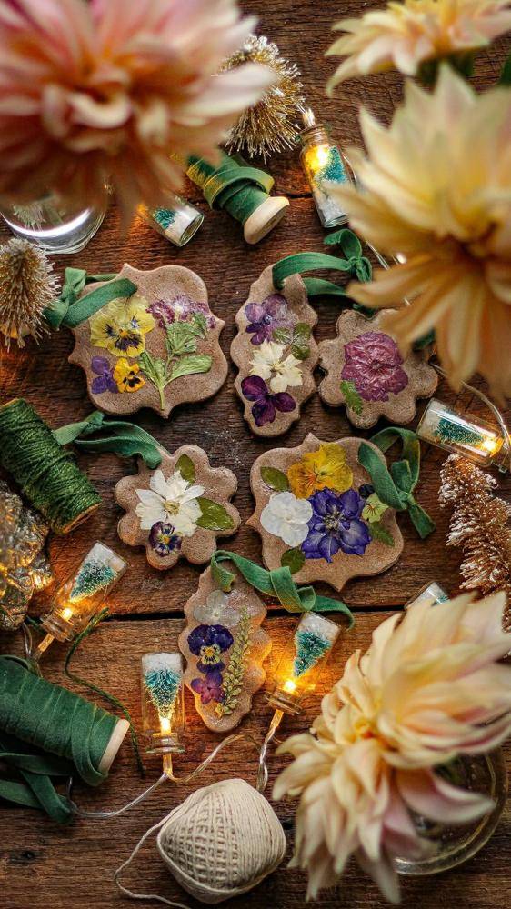 Pressed Flower Salt Dough Ornaments