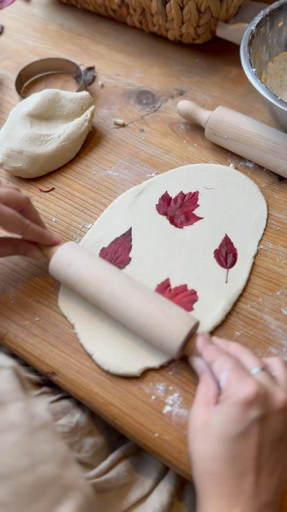Pressed Leaf Dough Ornament Craft