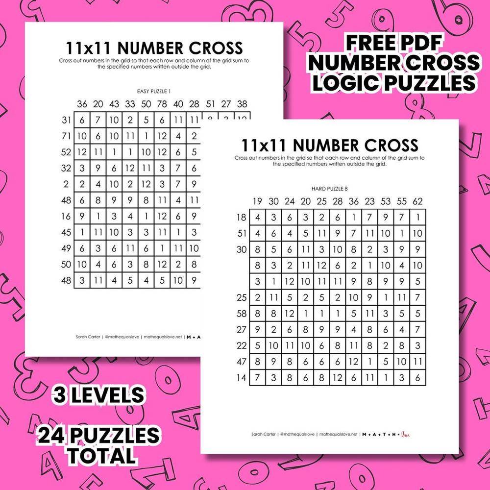 21 Printable Puzzles For Adults Printable Number Cross Logic Puzzles