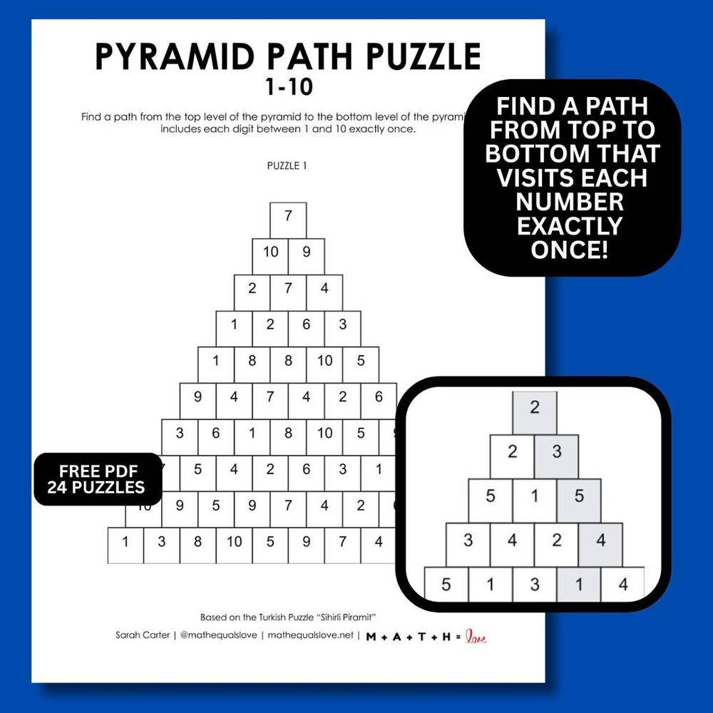 21 Printable Puzzles For Adults Printable Pyramid Path Puzzle