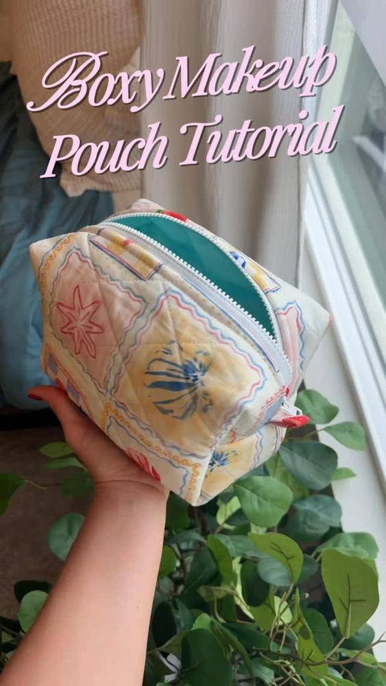 Quilted Boxy Makeup Pouch Sewing Project