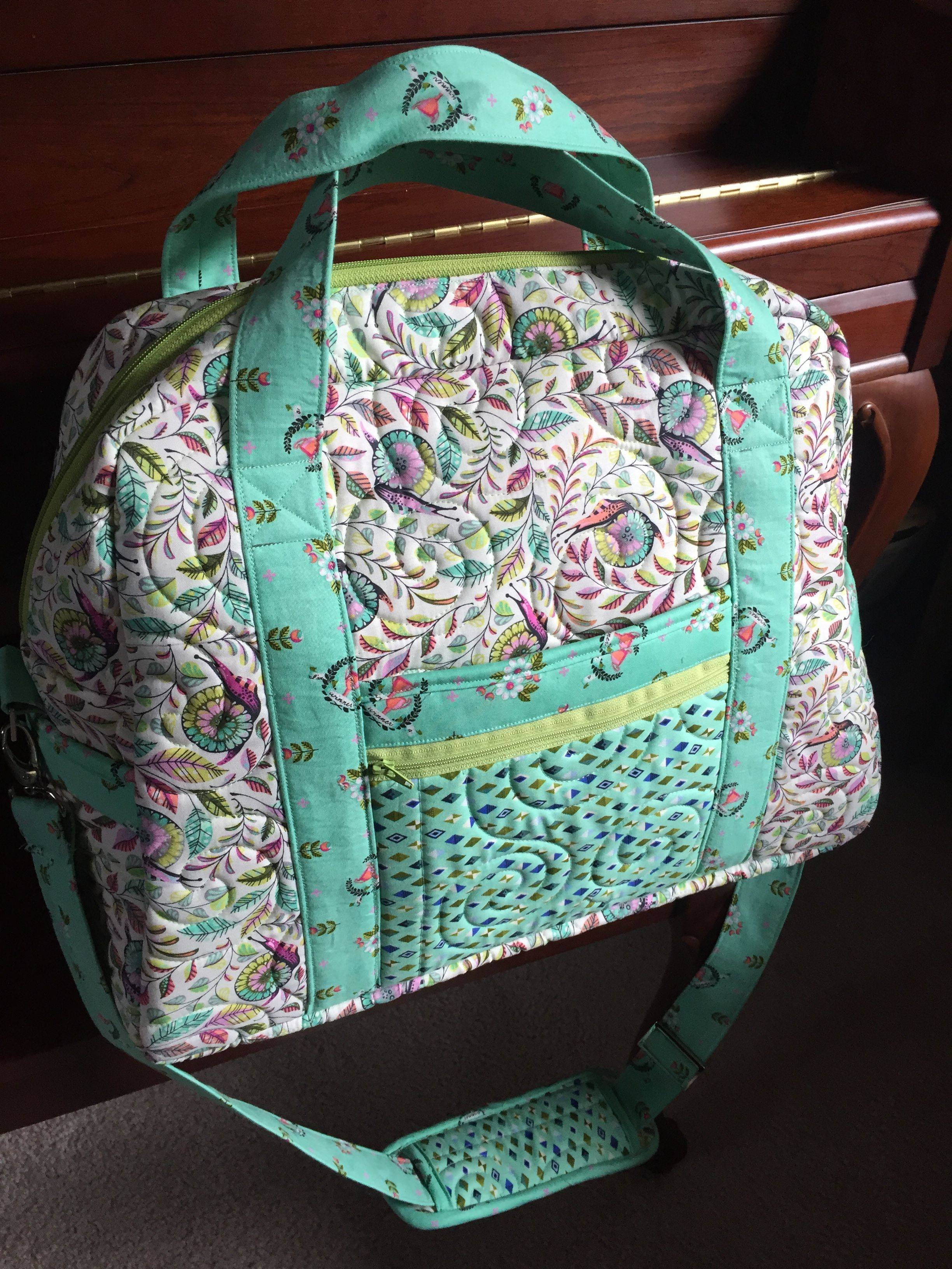 Quilted Fabric Travel Bag with Tula Pink Patterns