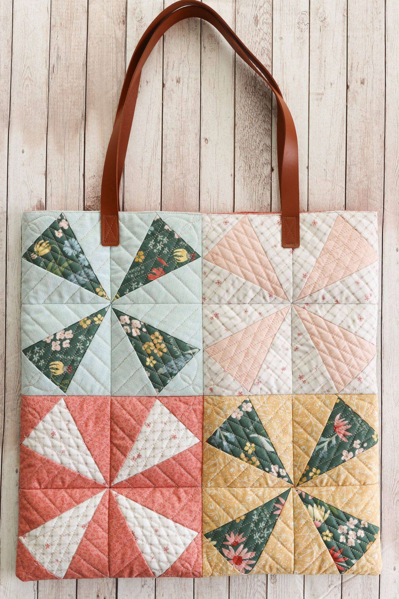 Quilted Pinwheel Tote Bag Sewing Project