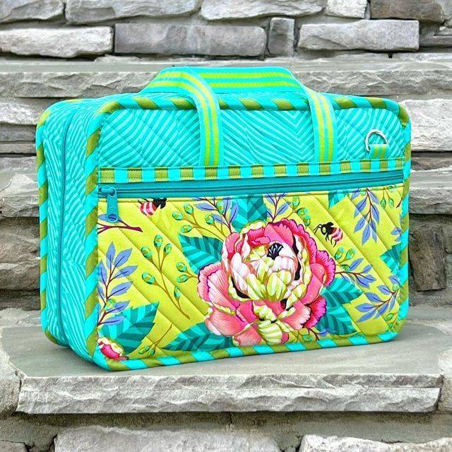 Quilted Tote Bag with Floral and Bee Accents