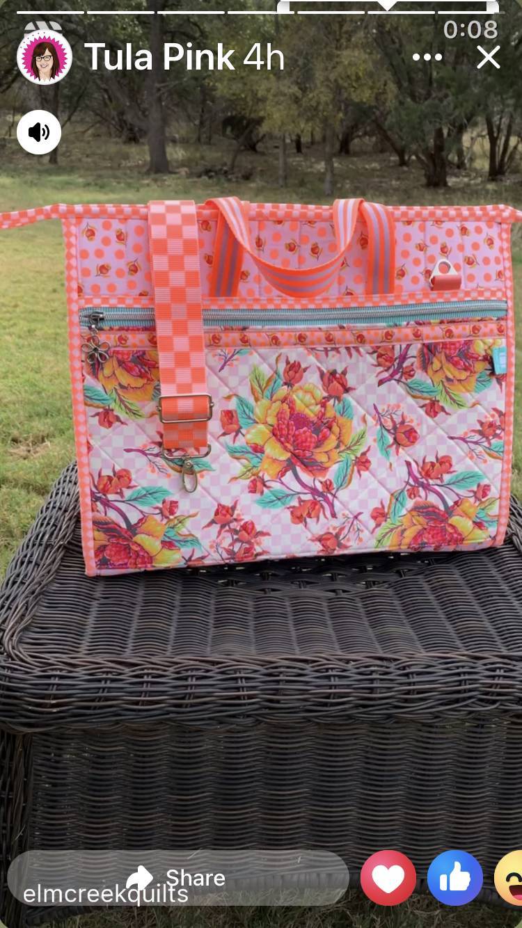 Quilted Tote Bag with Tula Pink Floral Fabric