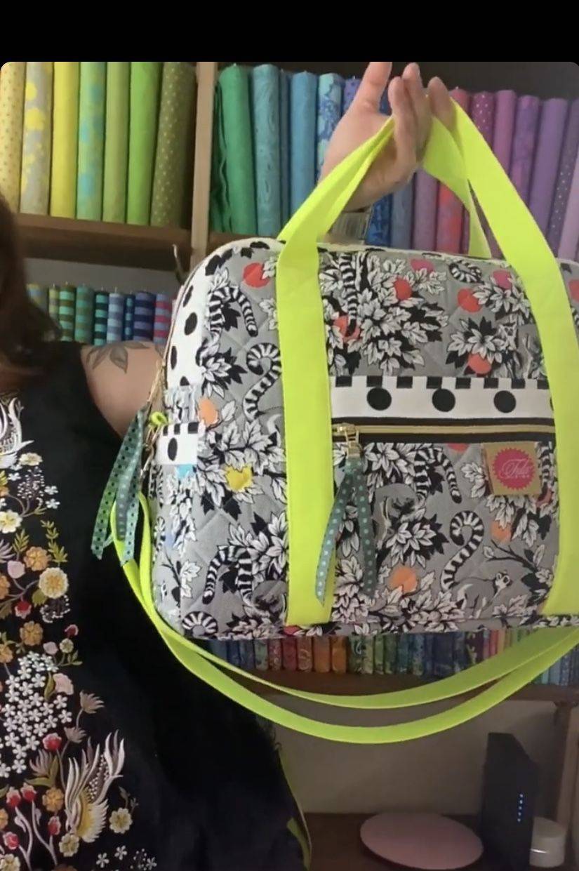 Quilted Tula Pink Linework Collection Weekender Bag