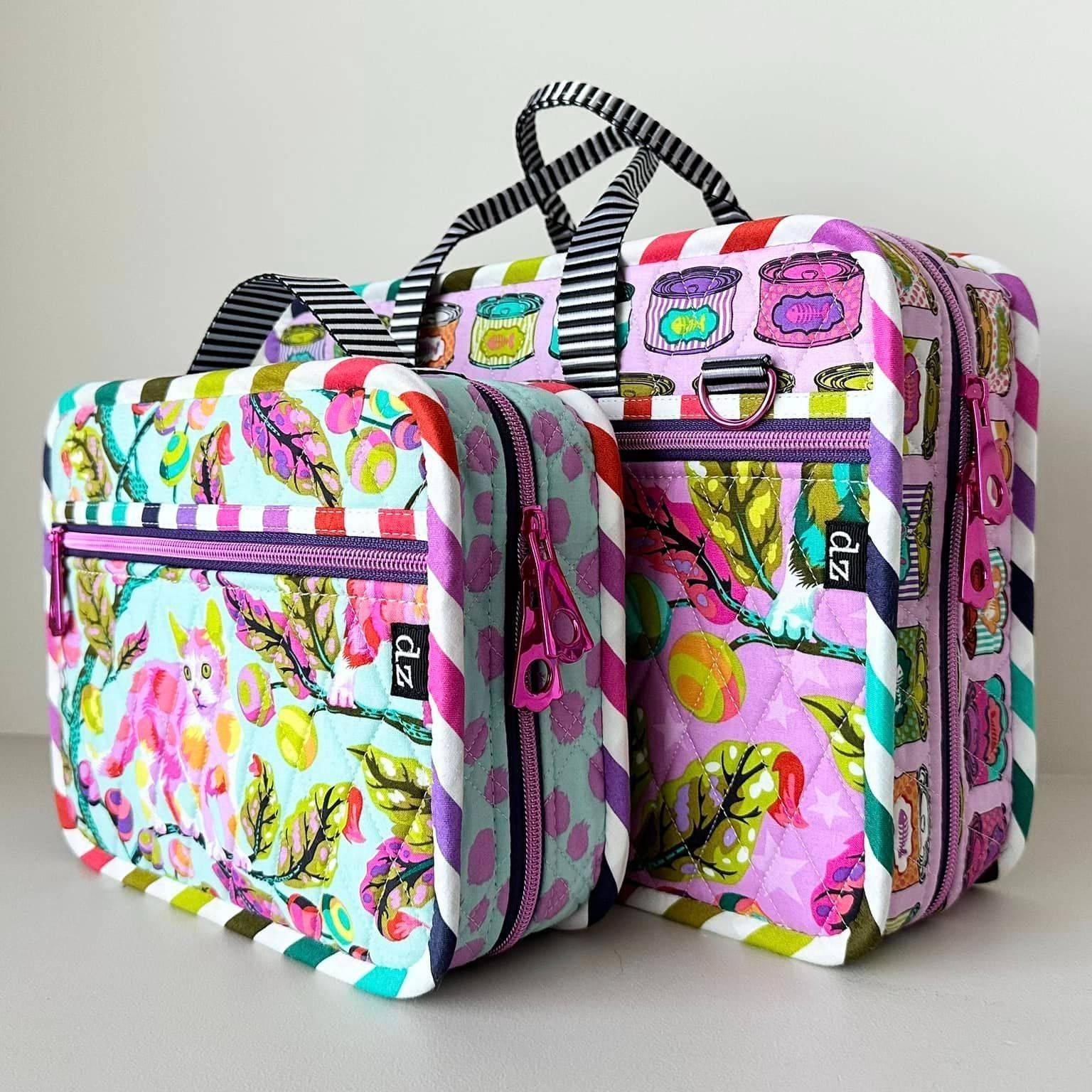 Quilted Zippered Travel Bags with Tula Pink Fabric