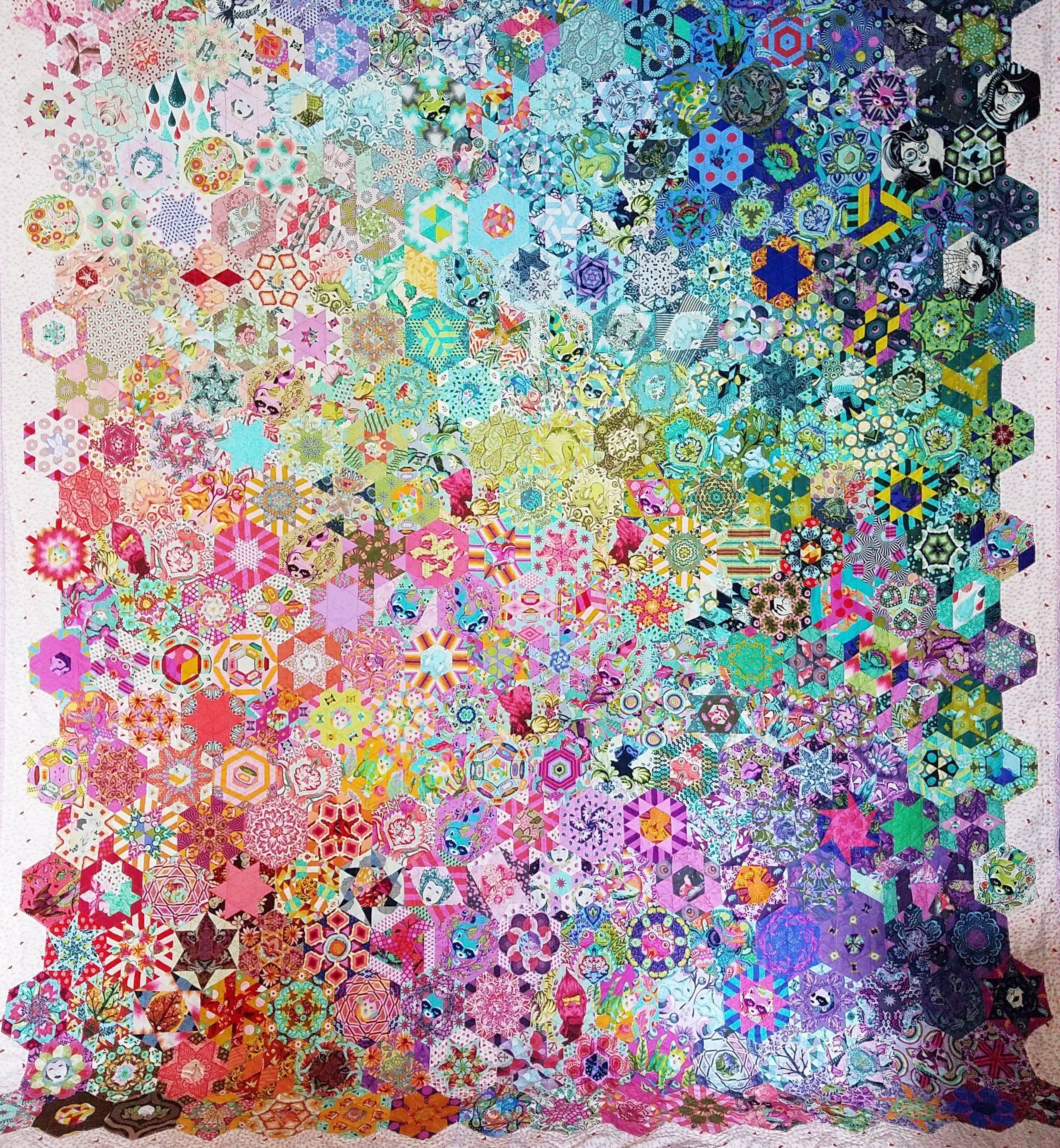Rainbow Hexagon Patchwork Quilt