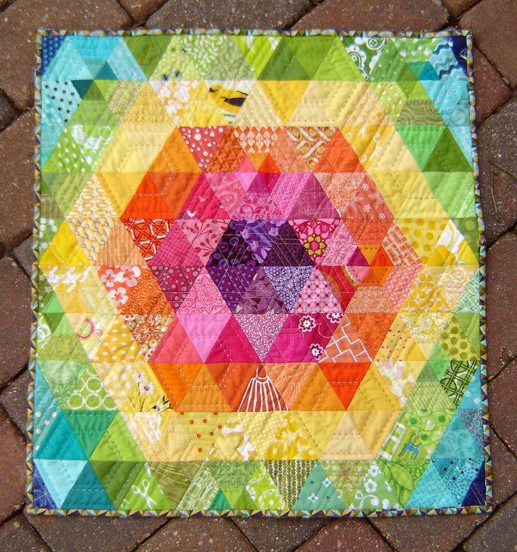 Rainbow Hexagon Patchwork Quilt
