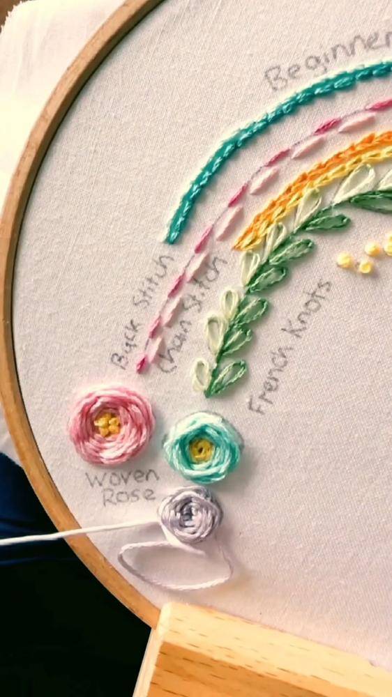 Rainbow Stitch Sampler Embroidery Hoop