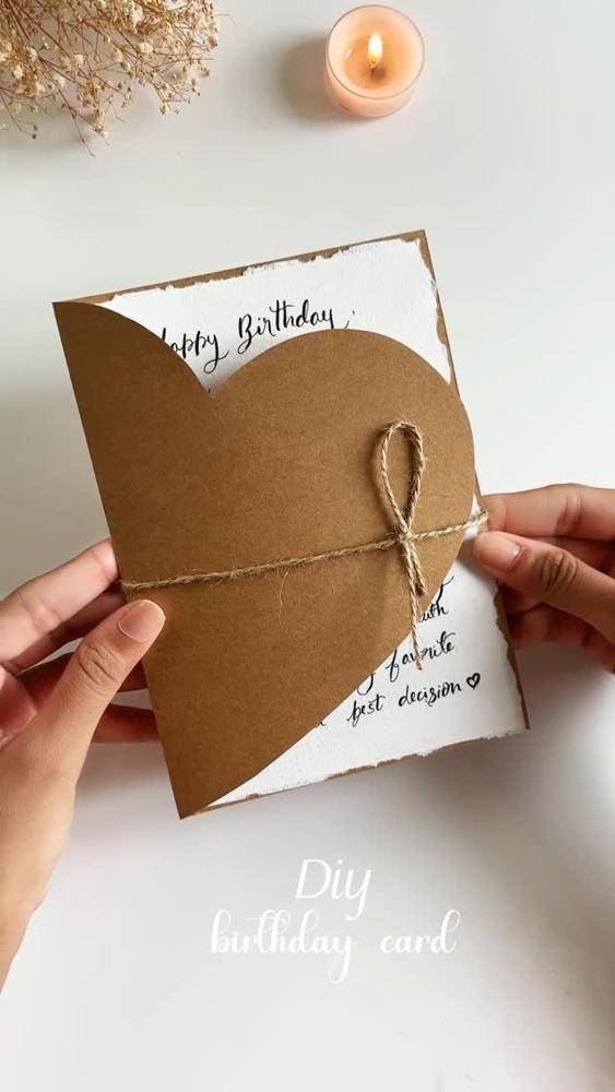 Rustic Heart-Shaped Pop-Up Birthday Card