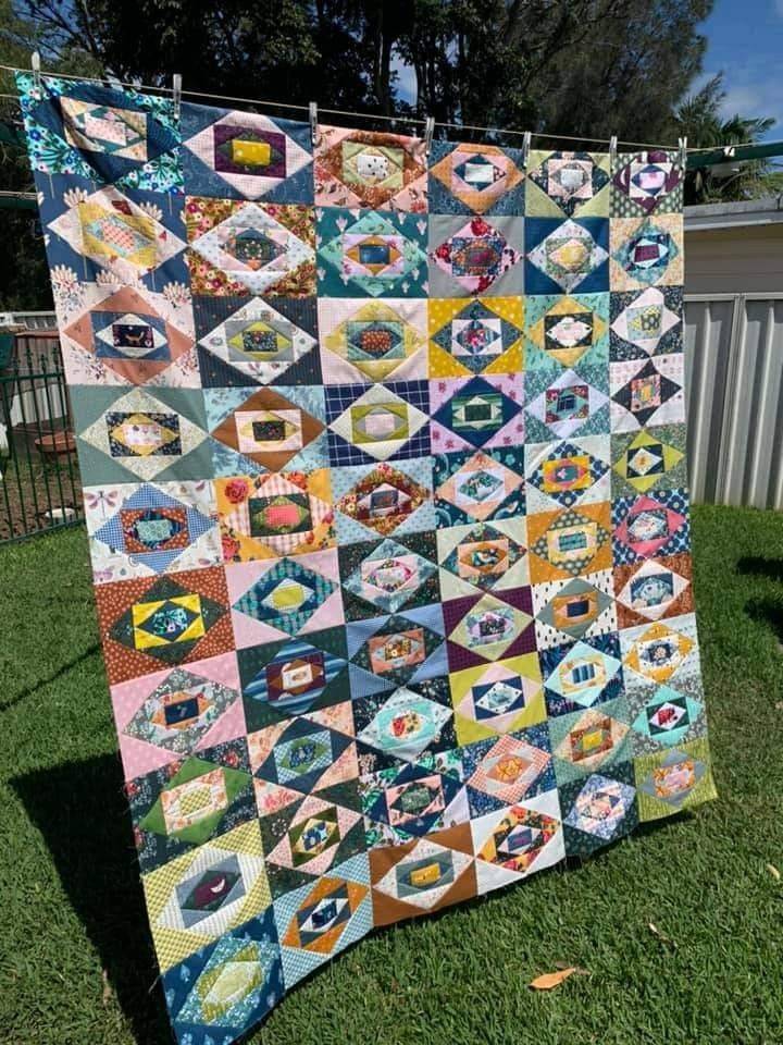 Scrap Fabric Diamond Quilt Project