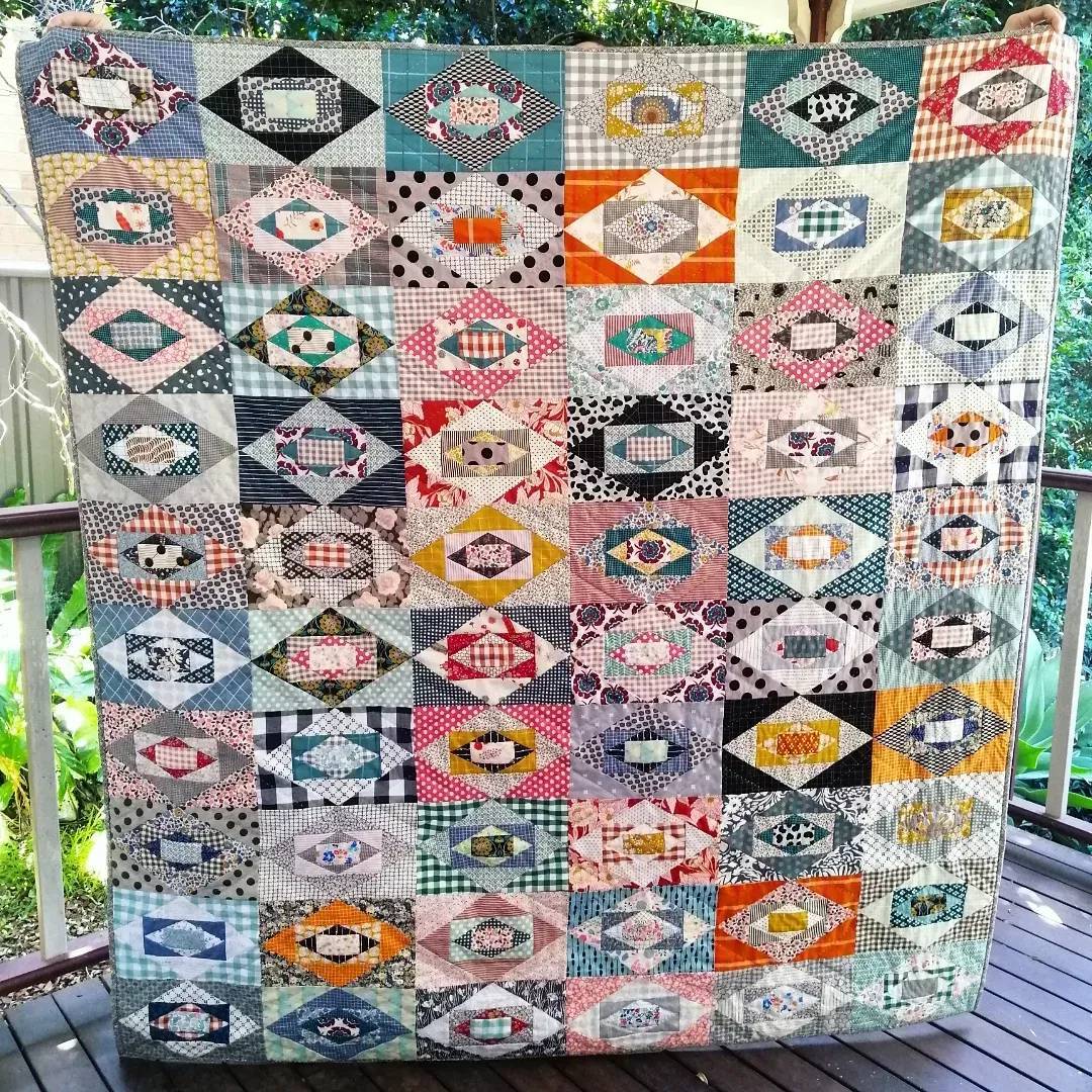 Scrappy Diamond Patchwork Quilt