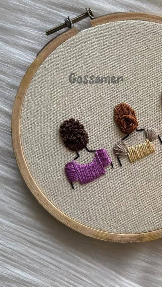 Simple Embroidered Figures Hoop Art