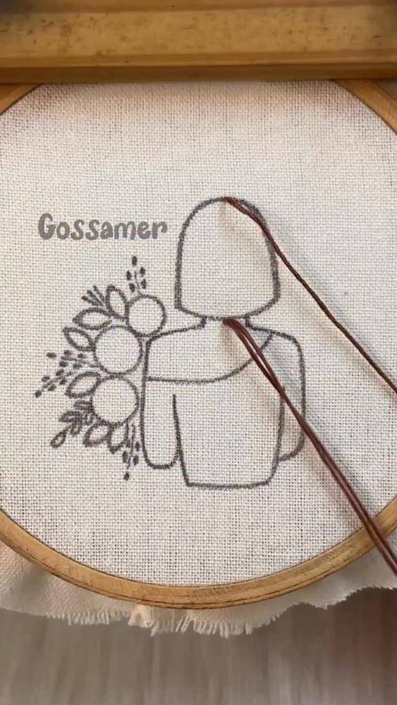 Simple Figure and Floral Embroidery Hoop Art