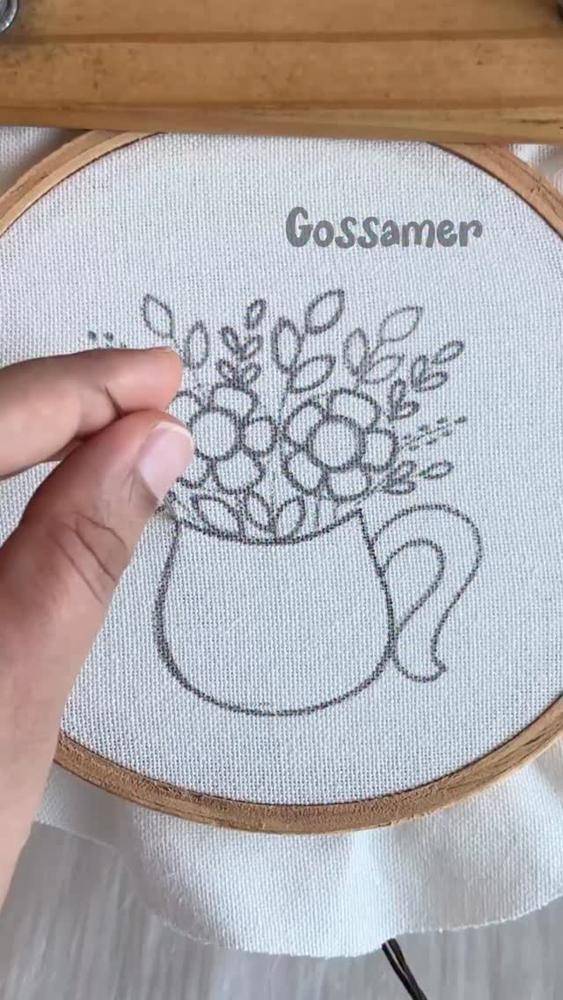 Simple Floral Teacup Embroidery Design