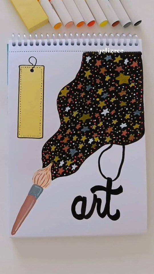 Sparkling Starry Night Paint Splatter Notebook Cover