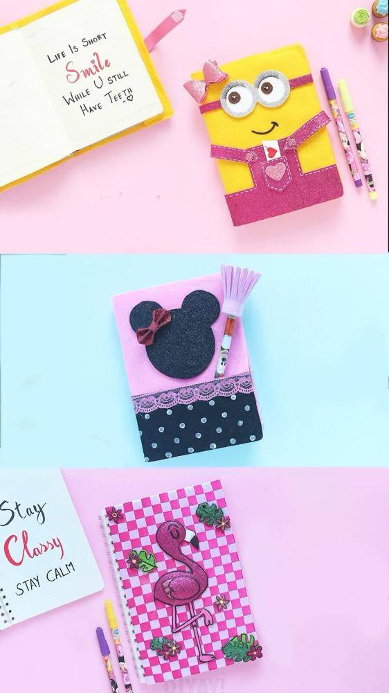 Sparkly Flamingo and Checkered Notebook Cover DIY