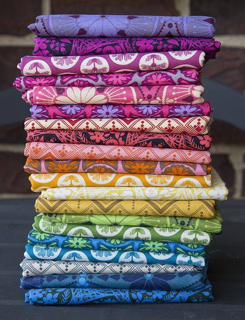 Stack of Folded Anna Maria Horner Quilting Cotton Fabrics