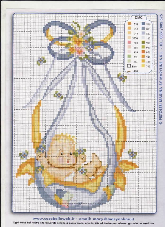 Sweet Baby in Hammock Cross Stitch Pattern