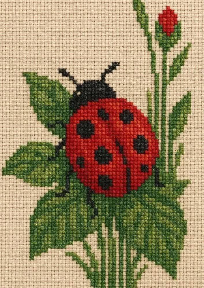 Sweet Ladybug Cross Stitch Motif