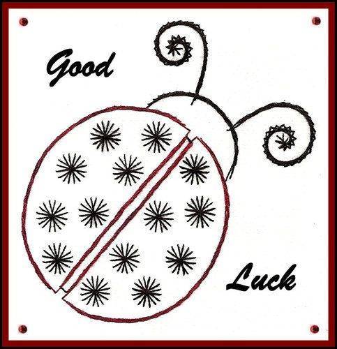 Sweet Ladybug Embroidery Pattern for Cards