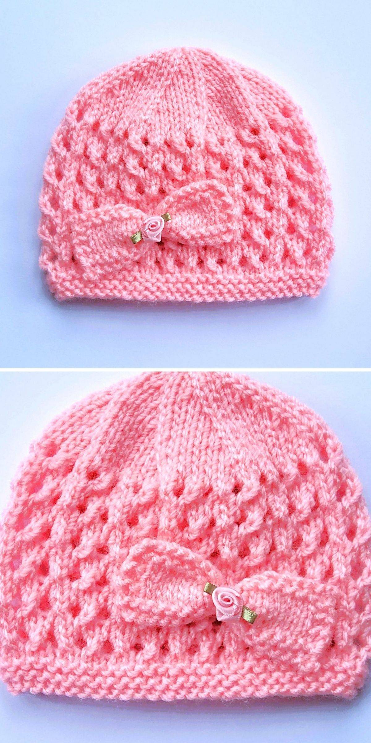 28 Baby Hat Knitting Patterns Sweet Pink Baby Hat with Delicate Bow