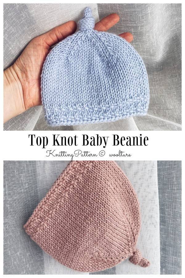 28 Baby Hat Knitting Patterns Sweet Top Knot Baby Beanie Knitting Project