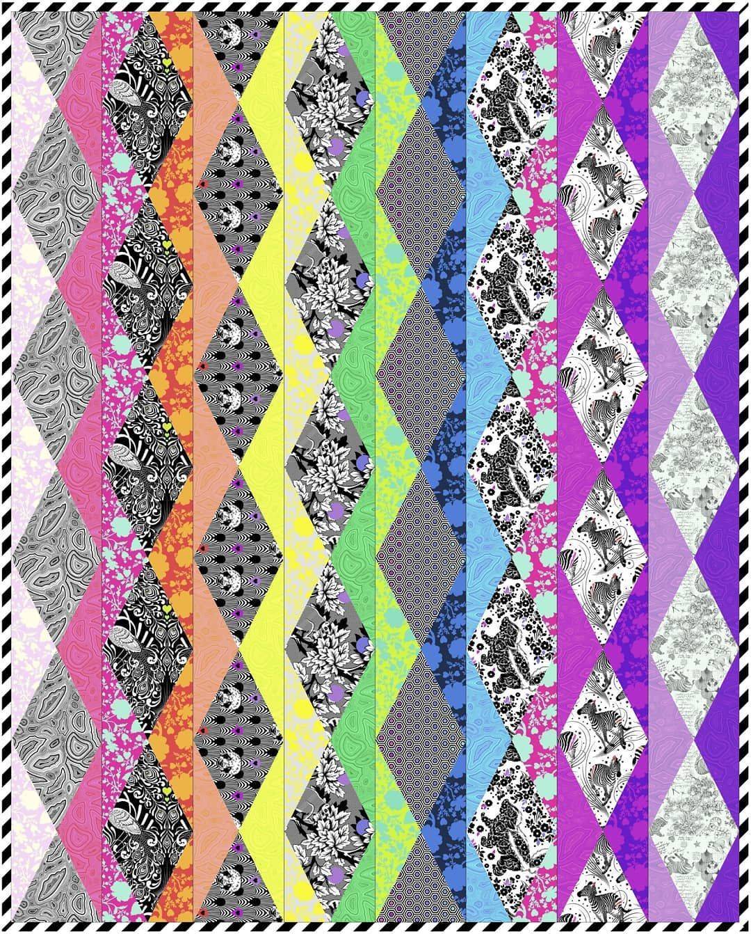 Tula Pink Linework Diamond Patchwork Quilt