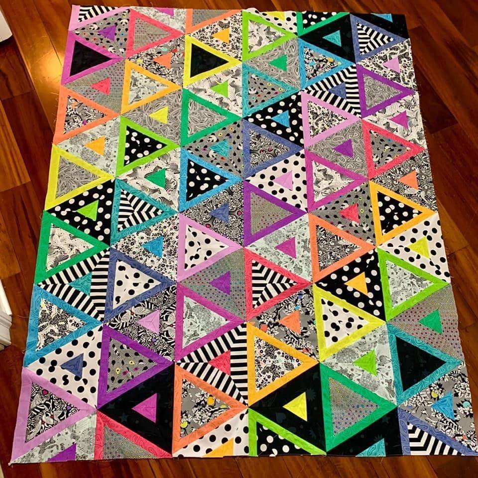 Tula Pink Linework Triangle Patchwork Quilt