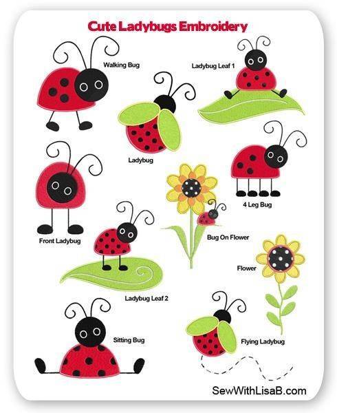 Various Cute Ladybug Embroidery Designs