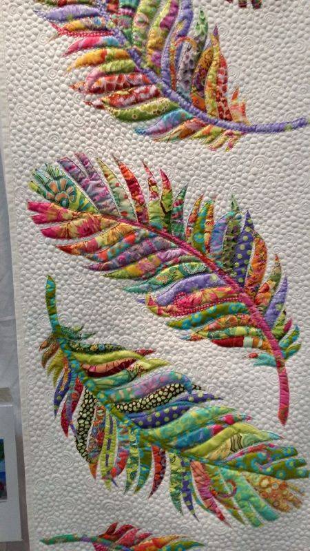 Vibrant Appliquéd Feather Quilt Art