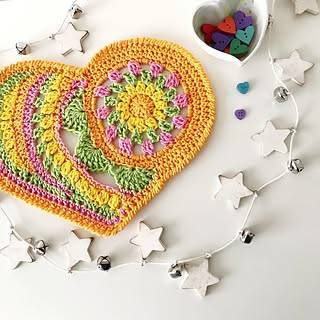 Vibrant Boho Heart Crochet Mandala Decoration