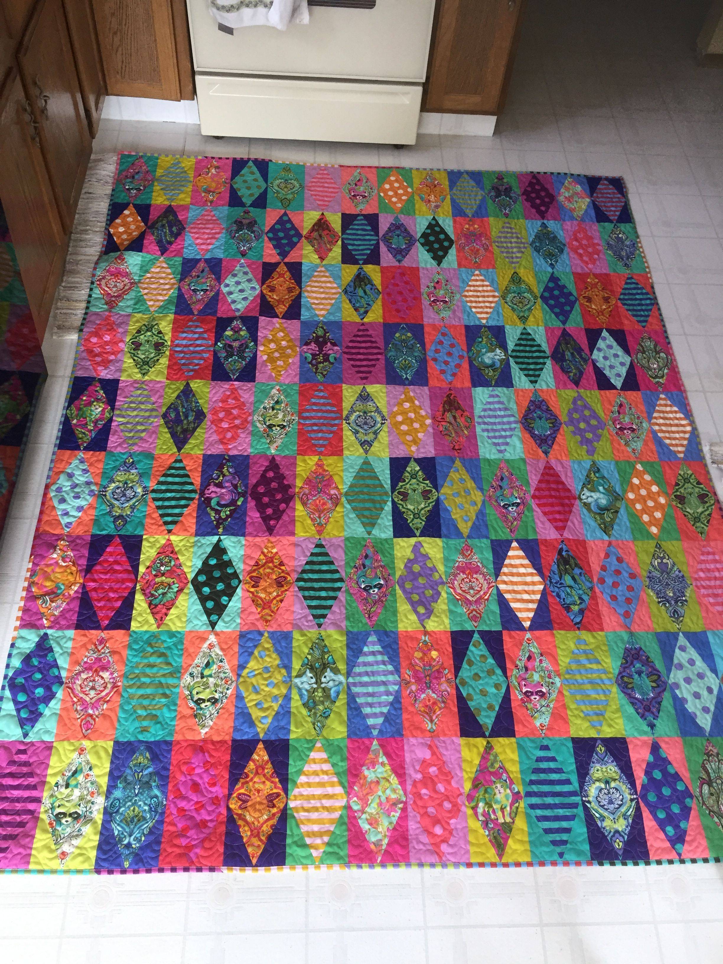 Vibrant Diamond Patchwork Quilt Project