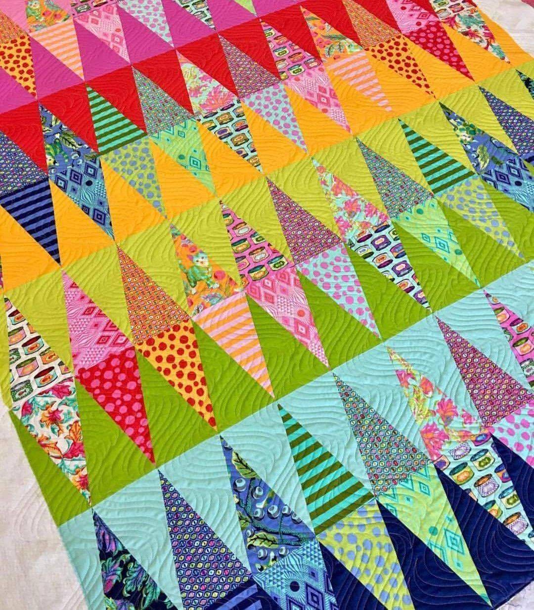 Vibrant Diamond Stripe Quilt with Tula Pink Fabrics