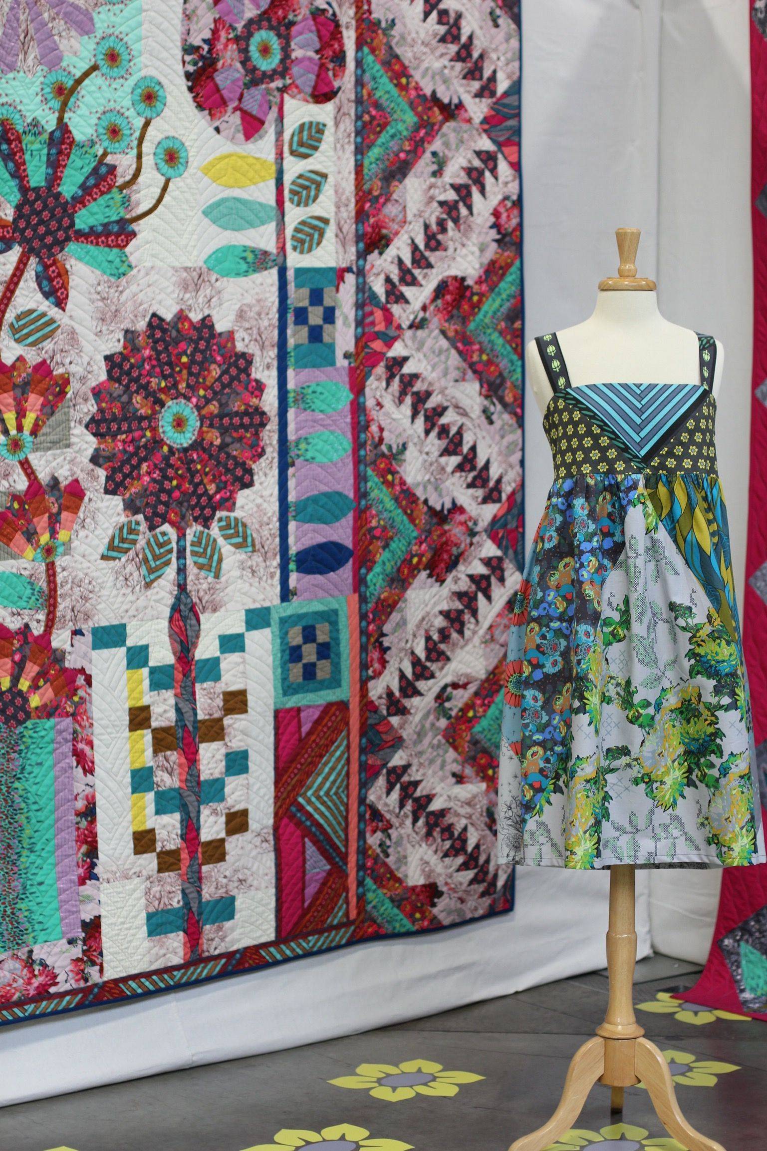 Vibrant Floral Quilted Masterpiece and Matching Dress