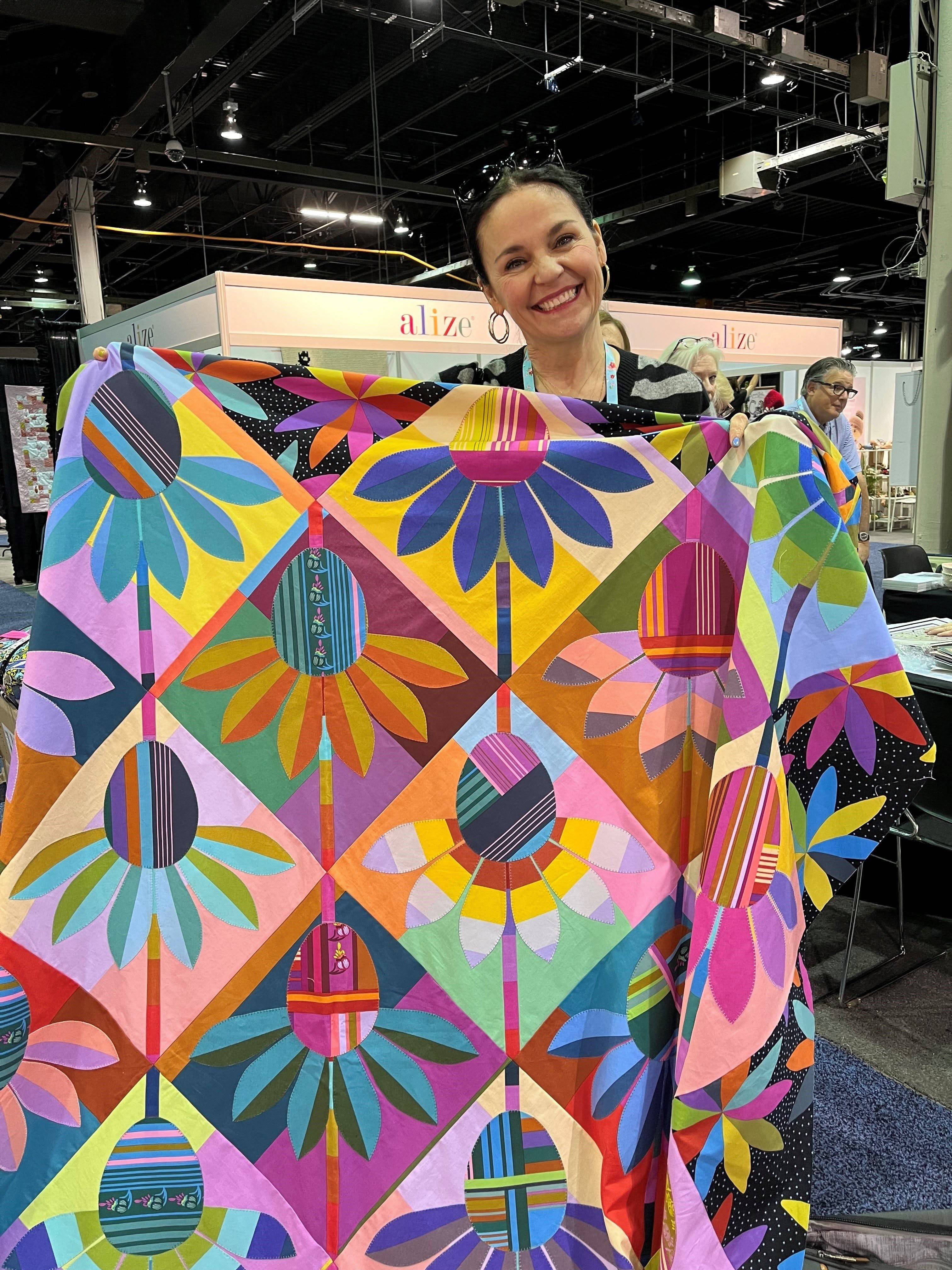 Vibrant Geometric Flower Patchwork Quilt