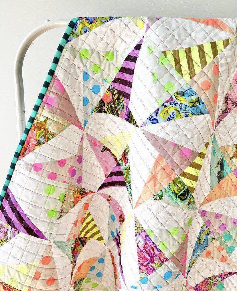 Vibrant Geometric Triangle Quilt