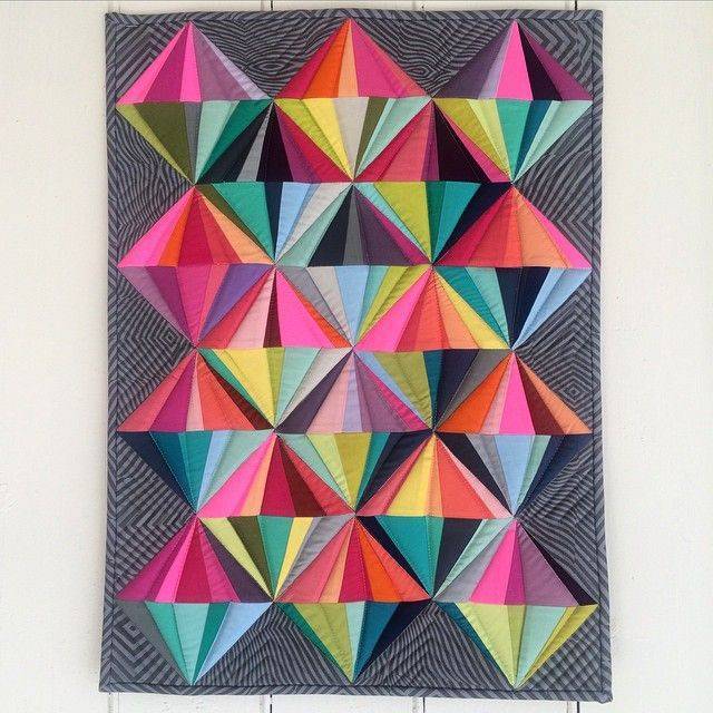 Vibrant Geometric Triangle Quilt Wall Hanging