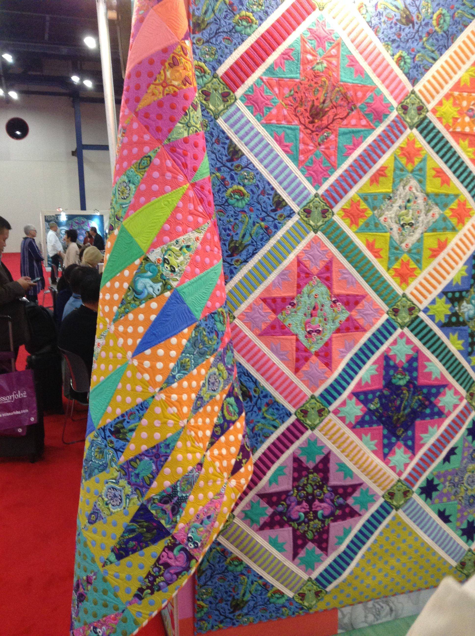 Vibrant Geometric Tula Pink Fabric Quilt