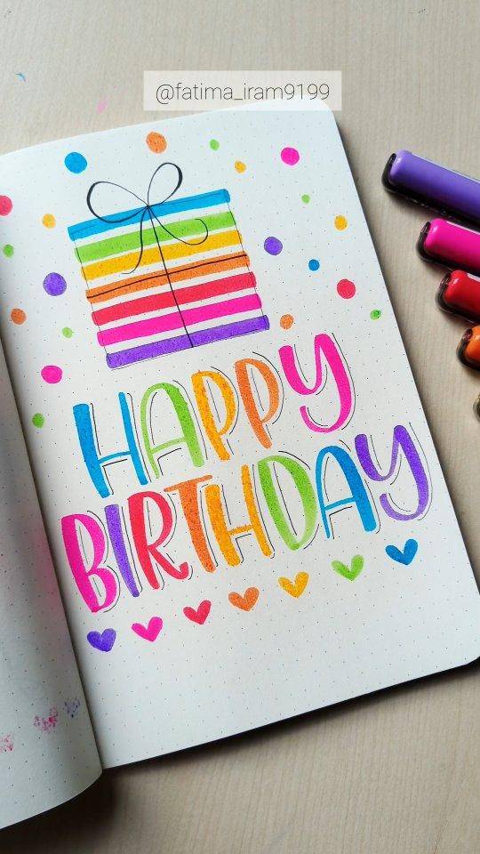 Vibrant Hand-Lettered Birthday Card Design