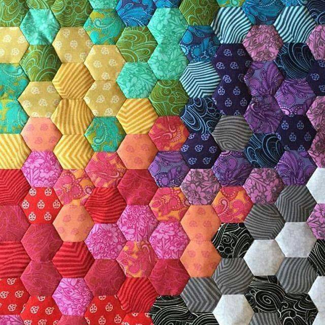 Vibrant Hexagon English Paper Piecing Quilt