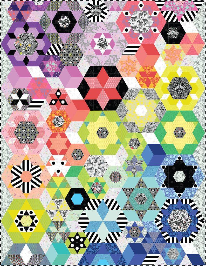 Vibrant Hexagon Patchwork Quilt
