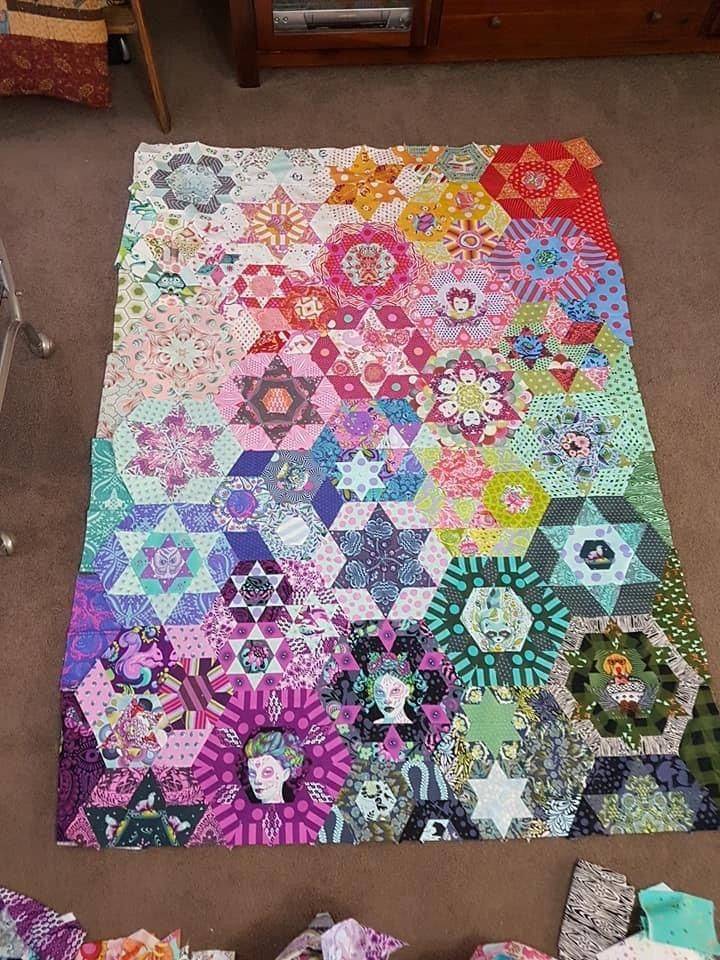 Vibrant Hexagon Patchwork Quilt Project