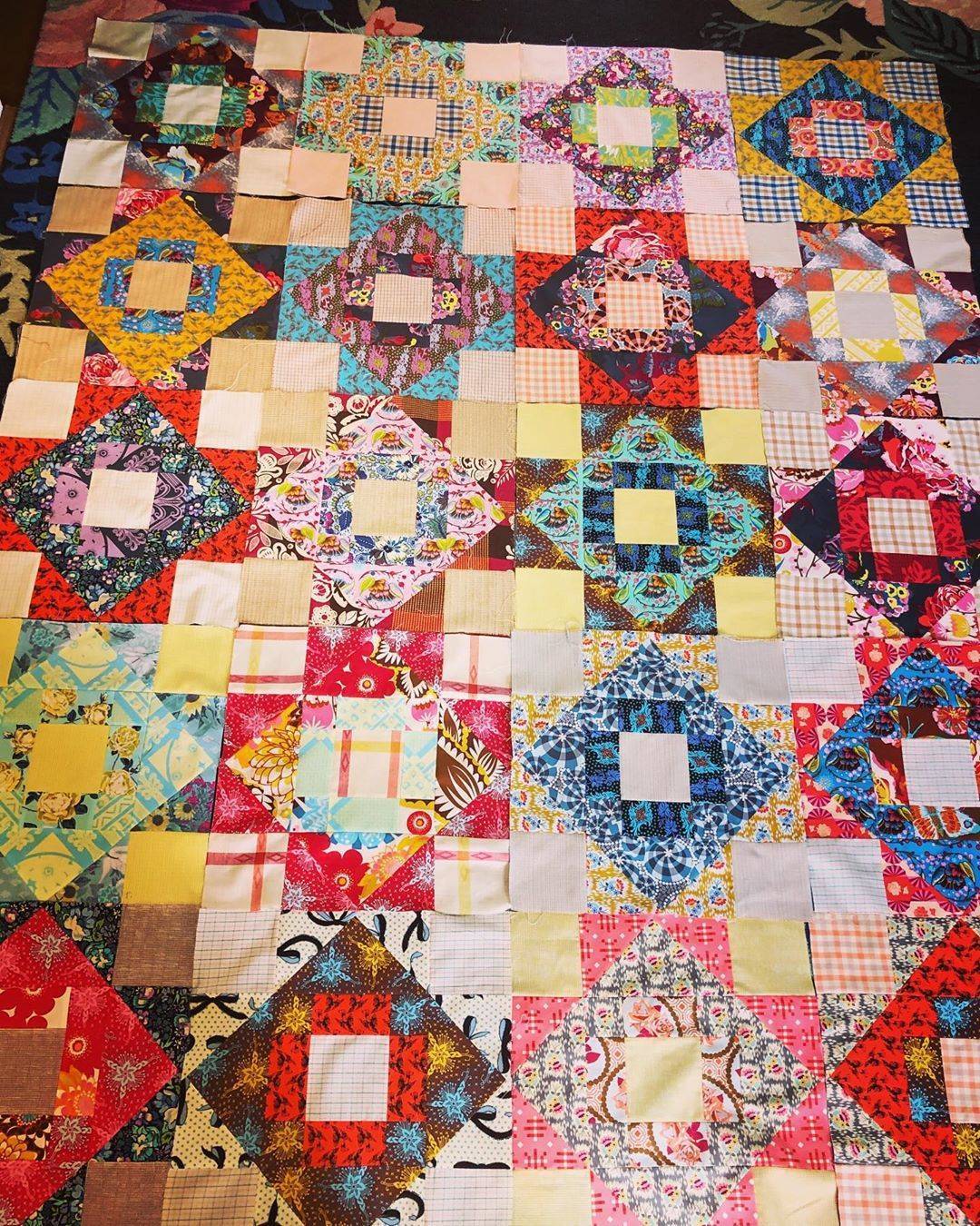 Vibrant Patchwork Quilt Block Construction